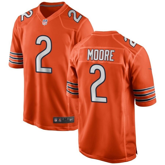 Men's Orange Chicago Bears #2 D.J. Moore Stitched Game Jersey